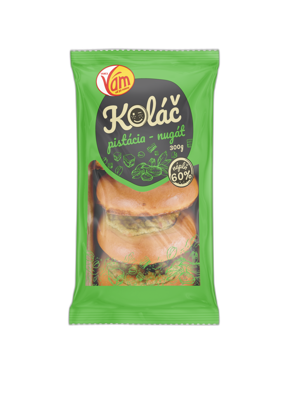 Koláč s pistáciovo-nugátovou náplňou